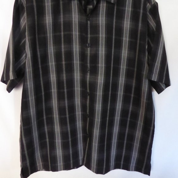 AXIST BRAND BLACK GRAY STRIPE PLAID BUTTON DOWN SHIRT (PRE-OWNED) LARGE - Picture 7 of 8